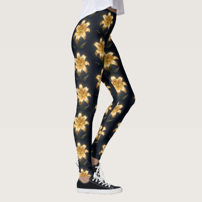 Glowing golden lily flower leggings (Rechts)