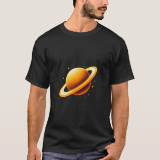 Glowing Golden Ringed Planet with Stars T-Shirt