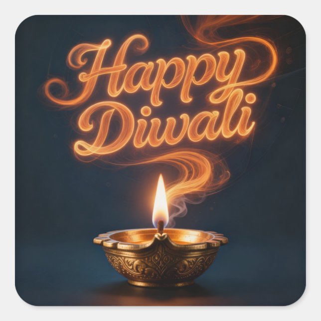 Glowing Happy Diwali Diya Sticker Design (Vorderseite)