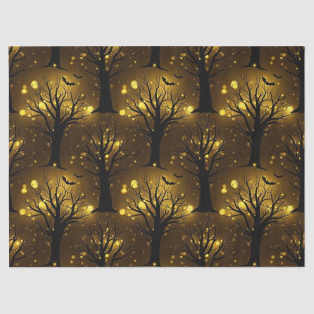 Glowing Haunted Forest Bokeh - Night Trees Seidenpapier (Vorderseite)