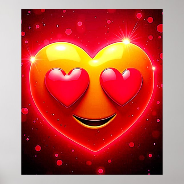 Glowing Heart Eyes Emotion Poster (Vorne)