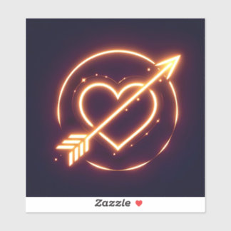 glowing image of a heart with cupid's arrow aufkleber