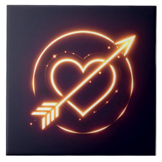 glowing image of a heart with cupid's arrow fliese