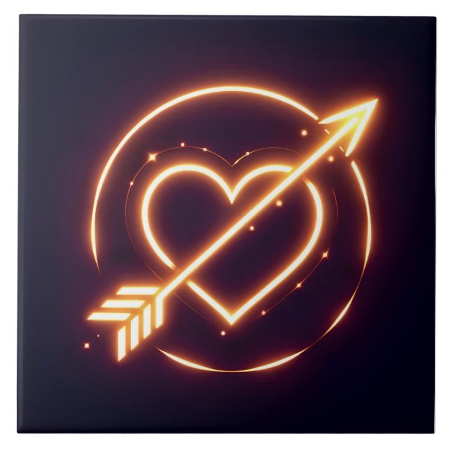 glowing image of a heart with cupid's arrow fliese (Vorderseite)
