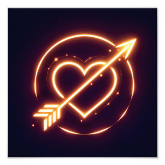 glowing image of a heart with cupid's arrow fotodruck