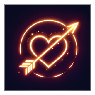 glowing image of a heart with cupid's arrow fotodruck