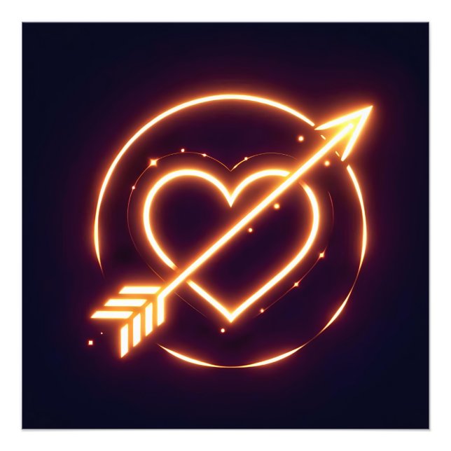 glowing image of a heart with cupid's arrow fotodruck (Vorne)