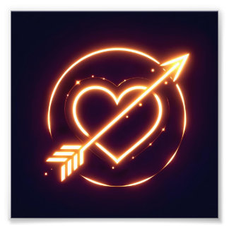 glowing image of a heart with cupid's arrow fotodruck