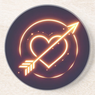 glowing image of a heart with cupid's arrow getränkeuntersetzer