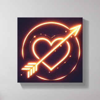 glowing image of a heart with cupid's arrow leinwanddruck
