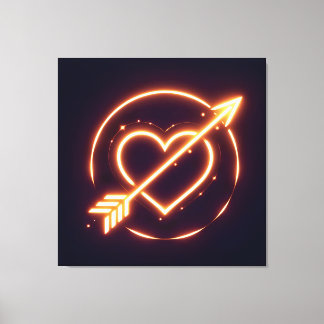 glowing image of a heart with cupid's arrow leinwanddruck