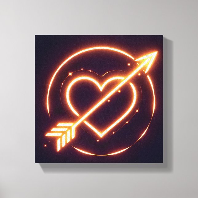 glowing image of a heart with cupid's arrow leinwanddruck (Vorderseite)