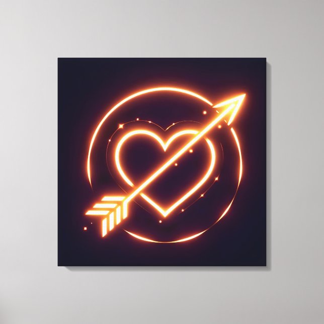 glowing image of a heart with cupid's arrow leinwanddruck (Vorderseite)