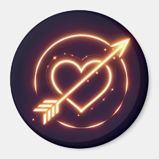 glowing image of a heart with cupid's arrow magnet