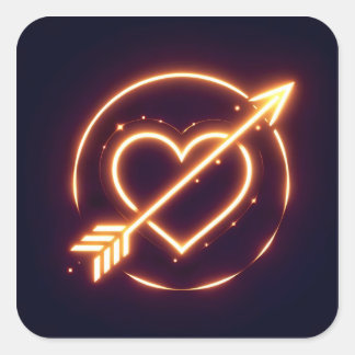 glowing image of a heart with cupid's arrow quadratischer aufkleber