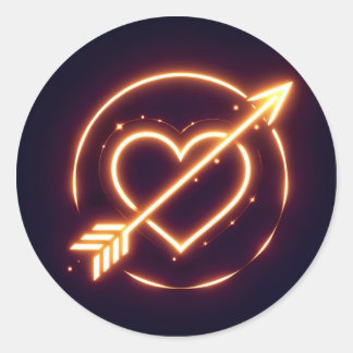 glowing image of a heart with cupid's arrow runder aufkleber