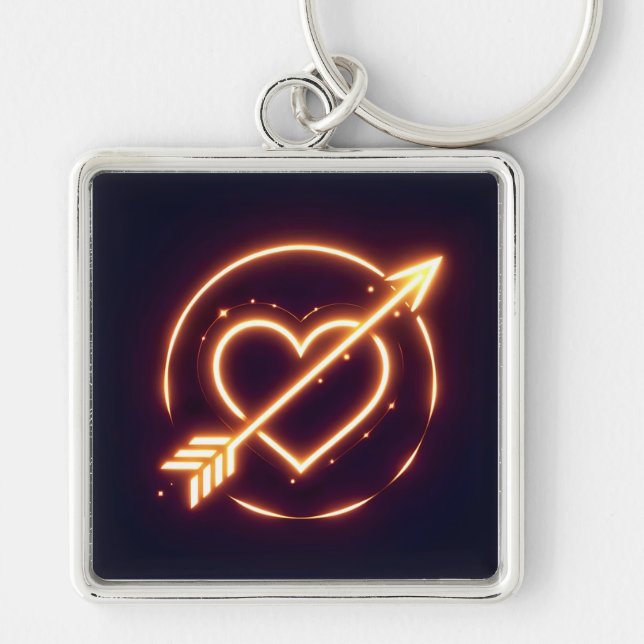 glowing image of a heart with cupid's arrow schlüsselanhänger (Vorne)