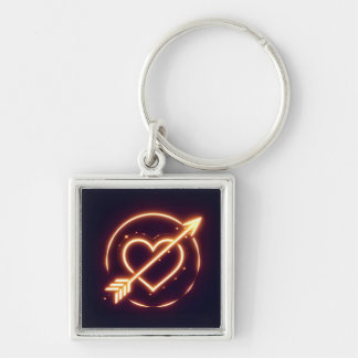 glowing image of a heart with cupid's arrow schlüsselanhänger