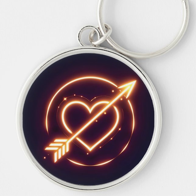 glowing image of a heart with cupid's arrow schlüsselanhänger (Vorne)