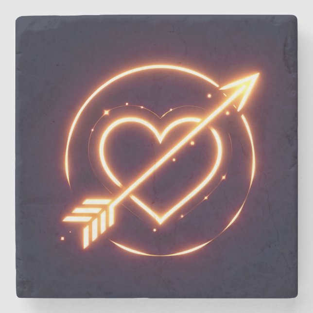 glowing image of a heart with cupid's arrow steinuntersetzer (Vorderseite)