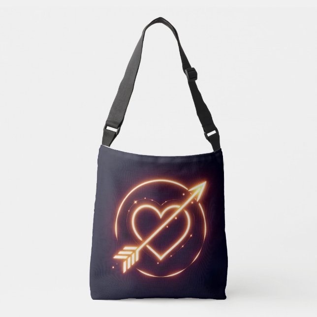 glowing image of a heart with cupid's arrow tragetaschen mit langen trägern (Vorderseite)