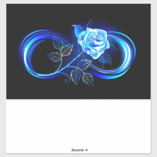 Glowing infinity with blue rose aufkleber (Blatt)
