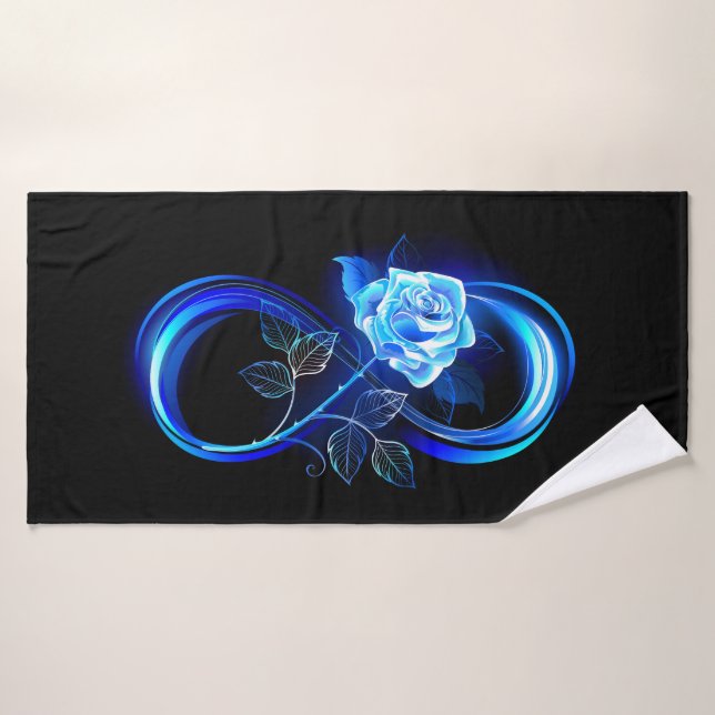 Glowing infinity with blue rose badehandtuch (Badehandtuch)