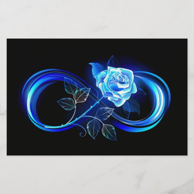 Glowing infinity with blue rose briefpapier (Vorderseite)