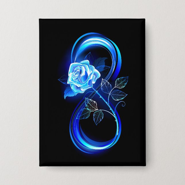 Glowing infinity with blue rose button (Vorderseite)