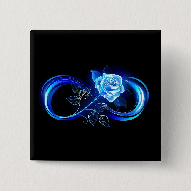 Glowing infinity with blue rose button (Vorderseite)