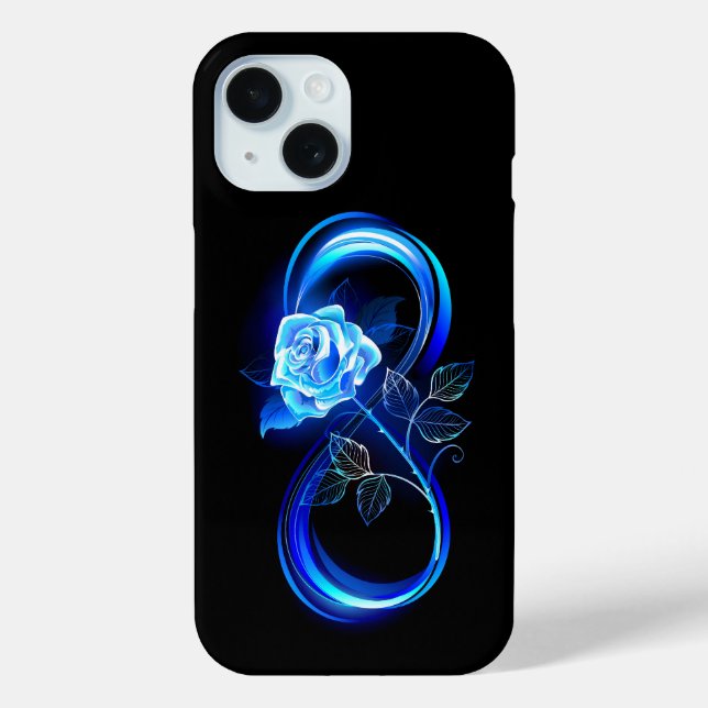 Glowing infinity with blue rose Case-Mate iPhone hülle (Rückseite)