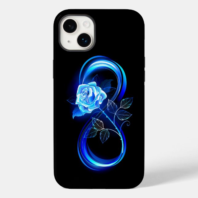 Glowing infinity with blue rose Case-Mate iPhone hülle (Rückseite)