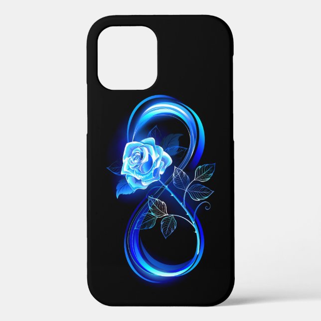 Glowing infinity with blue rose Case-Mate iPhone hülle (Rückseite)