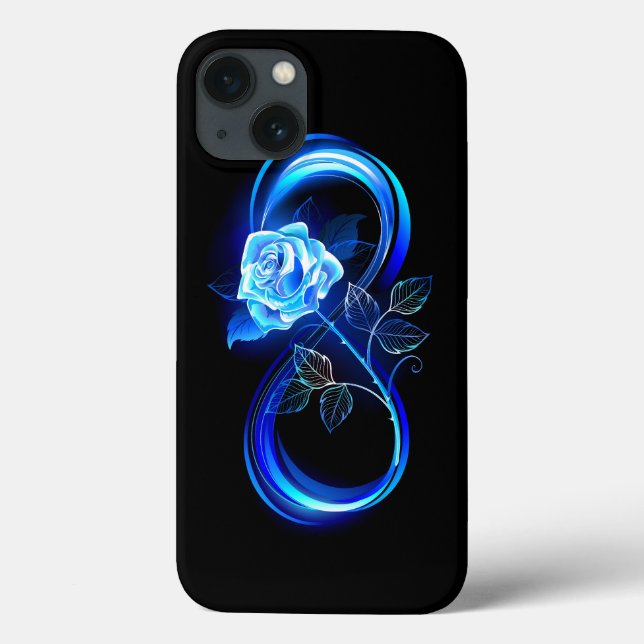 Glowing infinity with blue rose Case-Mate iPhone hülle (Rückseite)