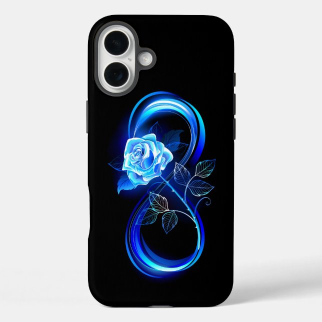 Glowing infinity with blue rose Case-Mate iPhone hülle (Rückseite)