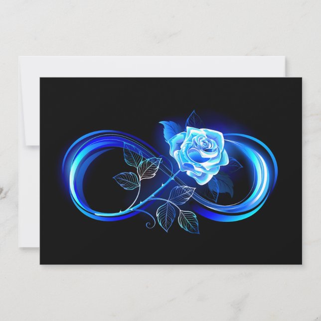 Glowing infinity with blue rose einladung (Vorderseite)