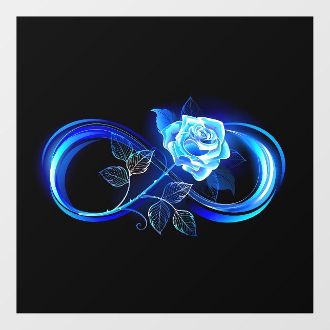 Glowing infinity with blue rose fensteraufkleber (Blatt)