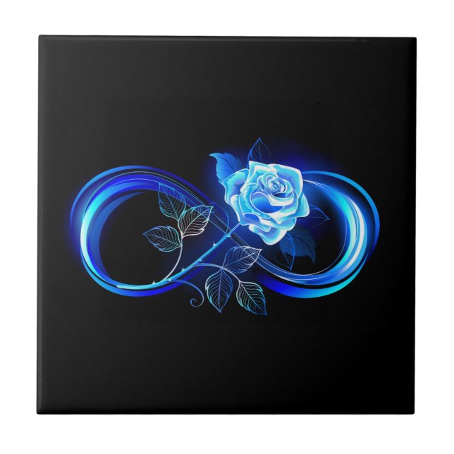 Glowing infinity with blue rose fliese (Vorderseite)
