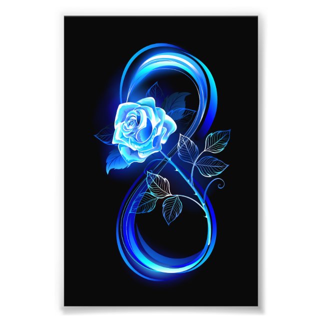Glowing infinity with blue rose fotodruck (Vorne)