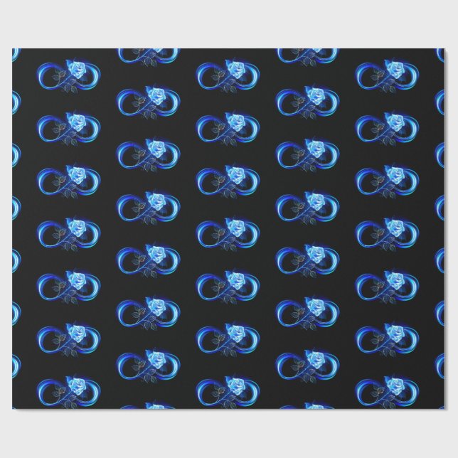 Glowing infinity with blue rose geschenkpapier (Flach)