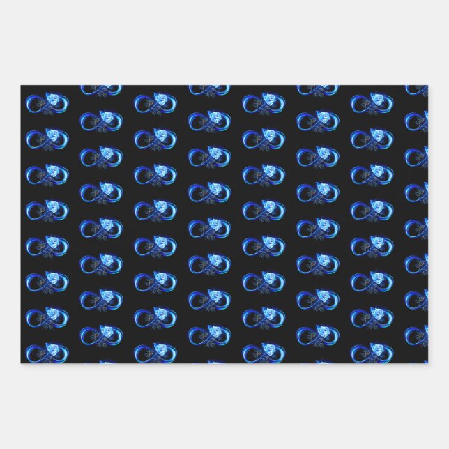 Glowing infinity with blue rose geschenkpapier set (Vorderseite)