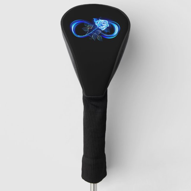 Glowing infinity with blue rose golf headcover (Vorderseite)