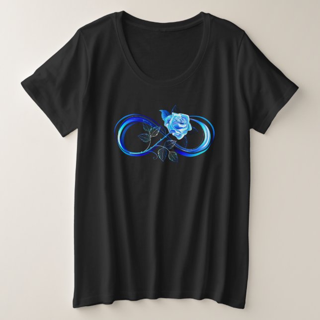 Glowing infinity with blue rose große größe T-Shirt (Design vorne)