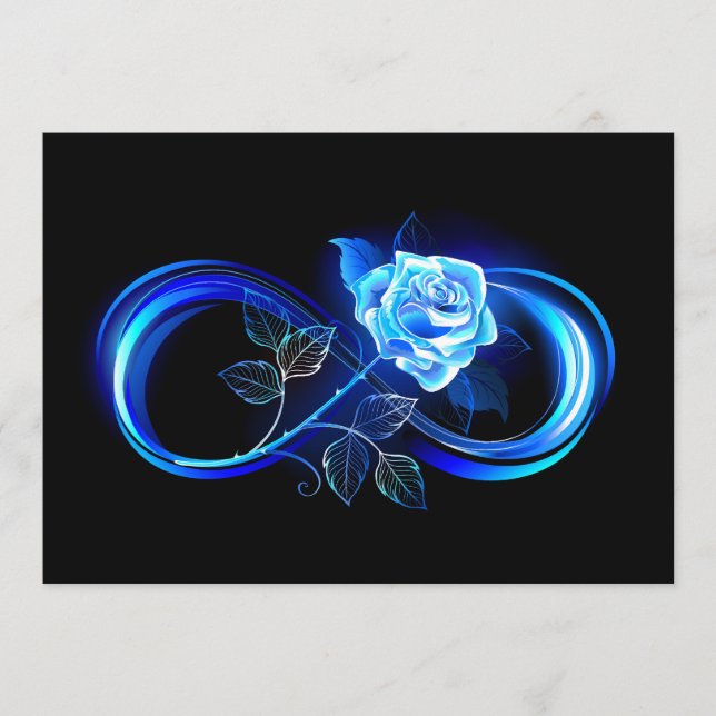 Glowing infinity with blue rose hinweiskarte (Vorderseite)