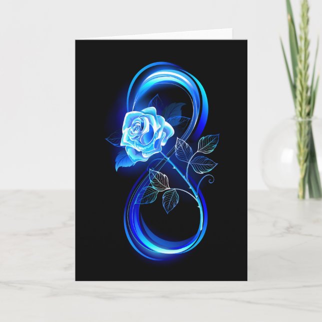 Glowing infinity with blue rose karte (Vorderseite)