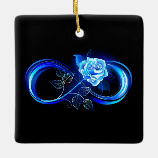 Glowing infinity with blue rose keramikornament (Vorderseite)