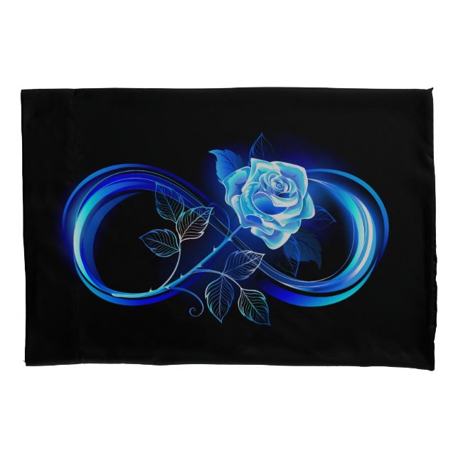 Glowing infinity with blue rose kissenbezug (Vorderseite)