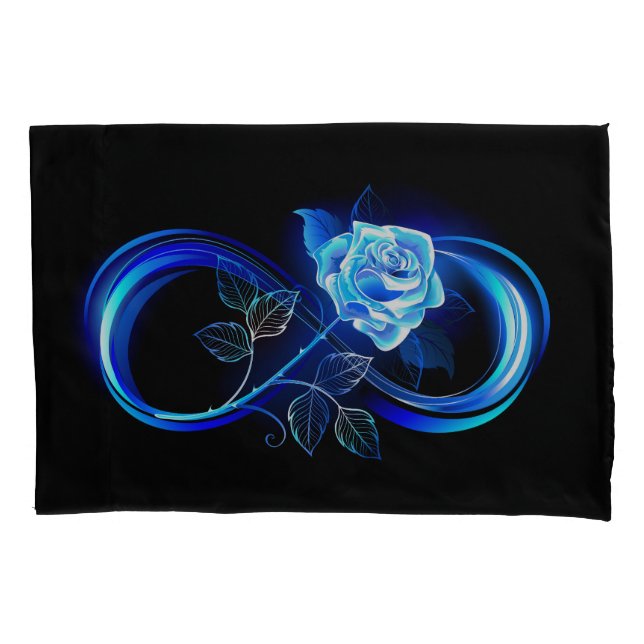 Glowing infinity with blue rose kissenbezug (Vorderseite-Links)
