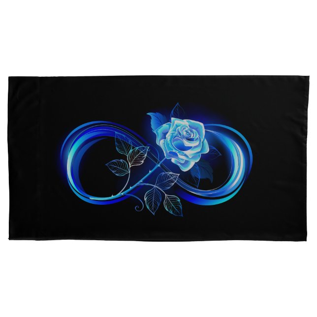 Glowing infinity with blue rose kissenbezug (Vorderseite)