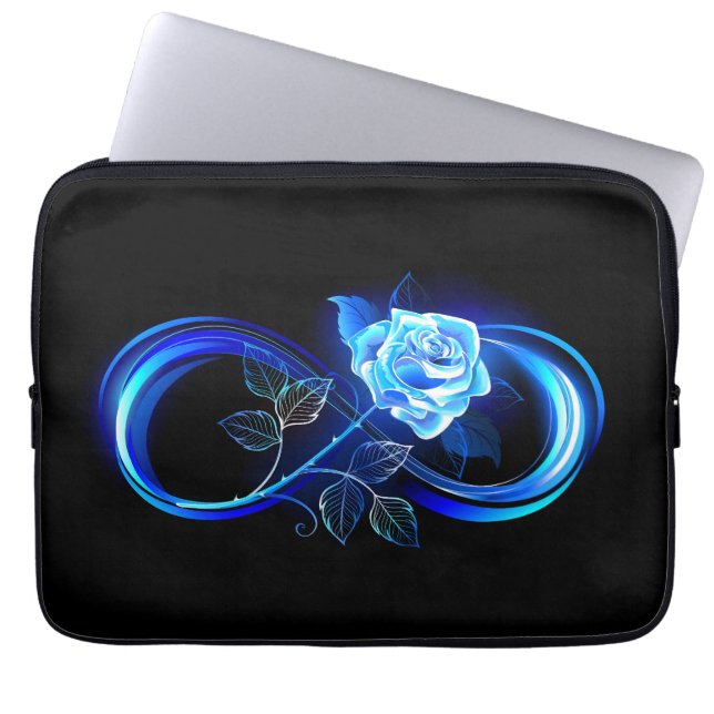 Glowing infinity with blue rose laptopschutzhülle (Vorderseite)